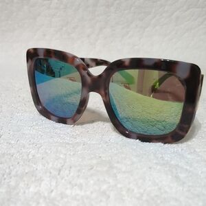 Tortoise Shell Sunglasses with Blue Lenses